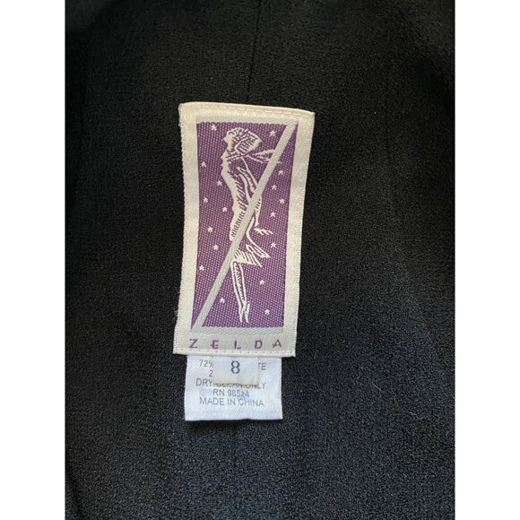 Vintage Black with Beaded Floral Lapel Snap Button Jacket/Blazer Size 8 - Picture 7 of 7